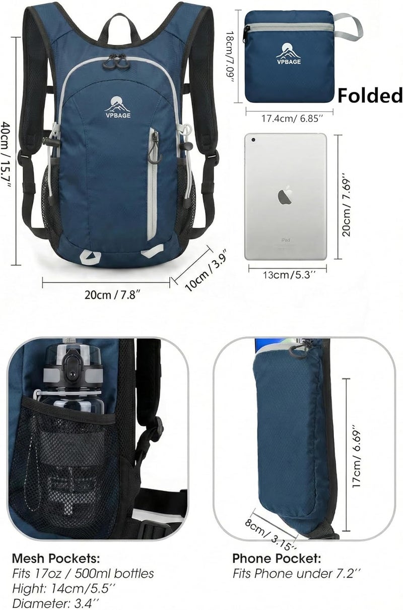 VPBAGE Store Foldable Small Hiking Backpack with 3 Strap Pockets – Lightweight 300D Spill-proof Daypack for Men Women – Packable Small Travel Backpack with Chest Strap & Trekking Pole Holder – Durable Outdoor Bag - Image 5
